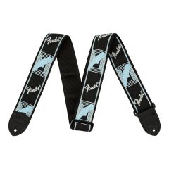 Correia Fender® 2" Monogrammed Strap, Black/Light Grey/Blue