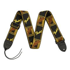 Correia Fender® 2" Monogrammed Strap, Black/Yellow/Brown