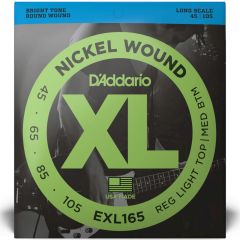 Cordas Para Baixo D'Addario XL Nickel Wound EXL165 4 Cordas Escala Longa .045-.105 