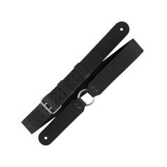 Correia de Couro Preto com Anel Prata Richter