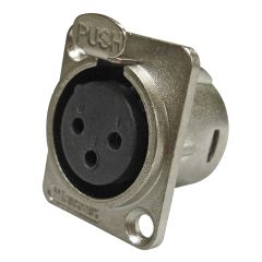 WC 1023 FP BK NI - Conector  XLR Femea Painel 3 polos -  WIRECONEX